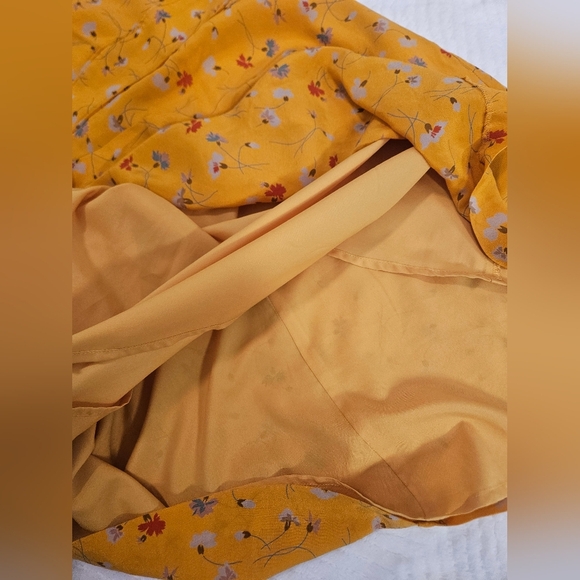 Madewell Silk Belladonna Yellow Floral Dress Size 4 - Picture 10 of 13